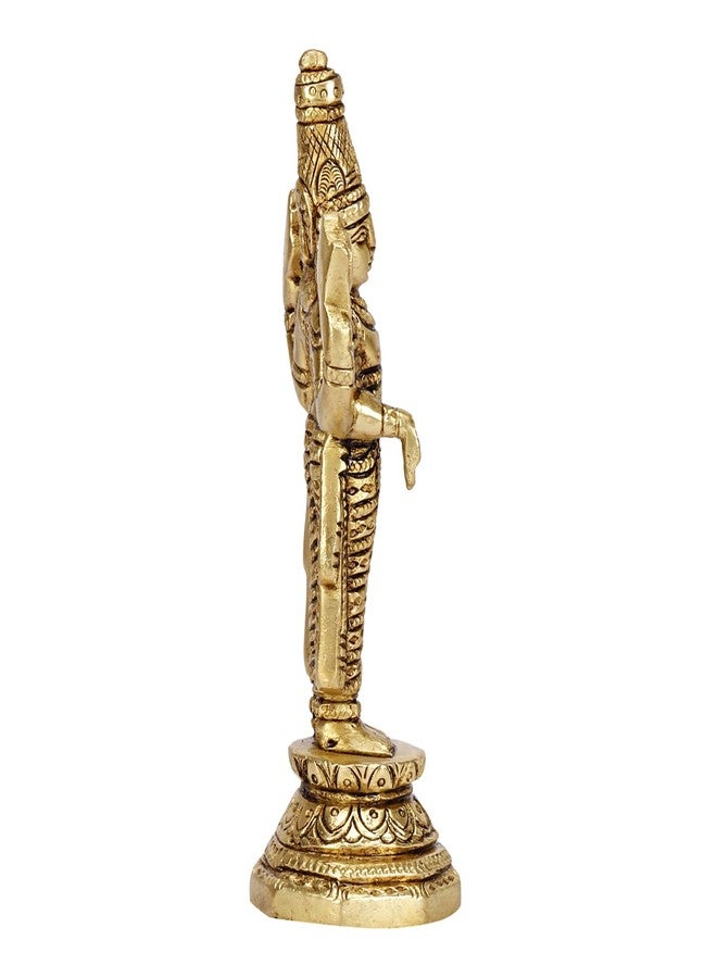 ARTVARKO تمثال ARTVARKO نحاسي Tirupati Balaji Venkateshwara Murti Idol تمثال Lord Srinivasa Pooja ديكور المنزل والمكتب هدية 5.5 بوصة - Image 5